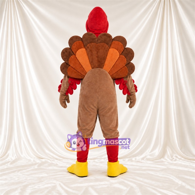 Brown Turkey Mascot Costume - Red Head Brown Turkey Mascot Costume - Red Head