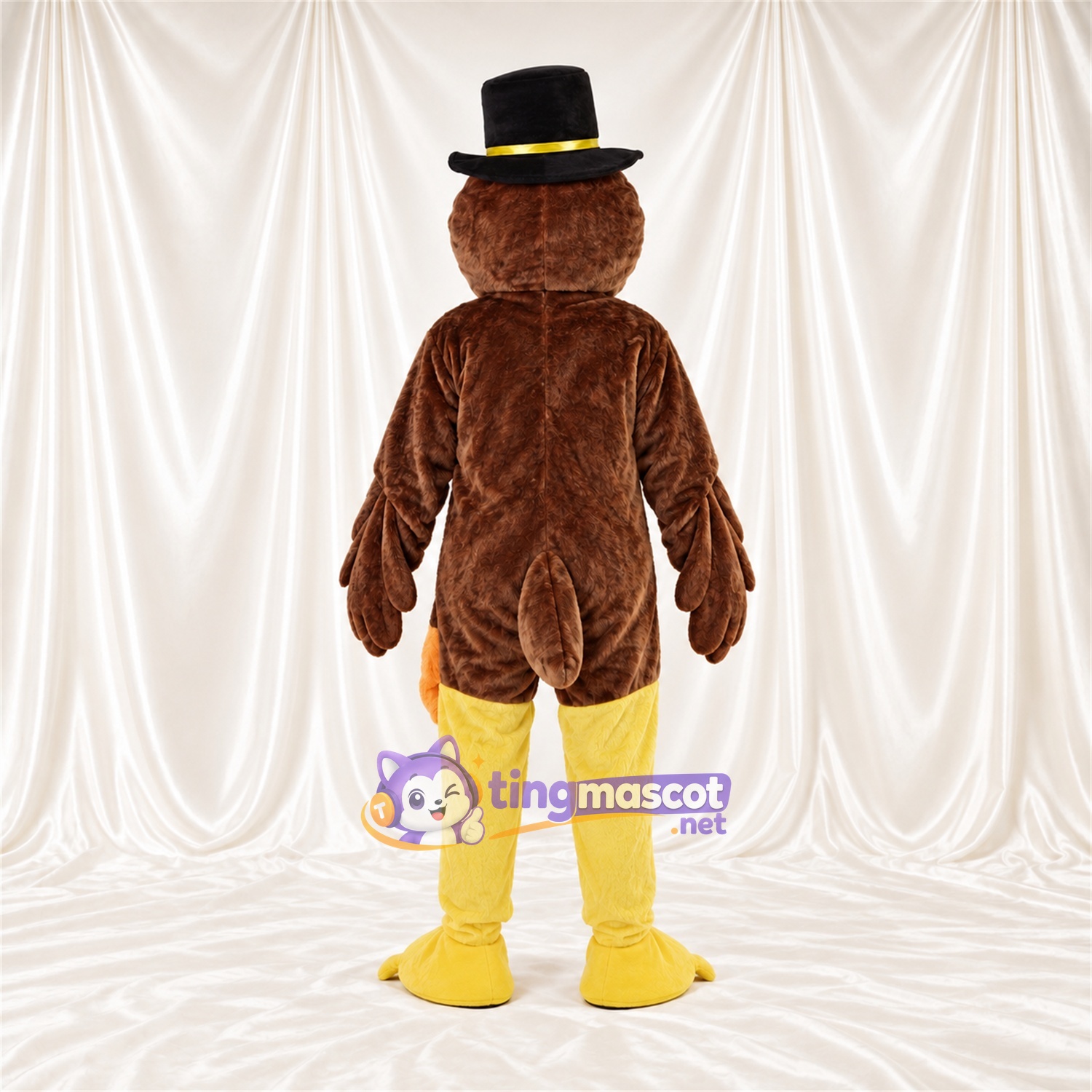 Brown Turkey Mascot Costume - Black Top Hat Brown Turkey Mascot Costume - Black Top Hat