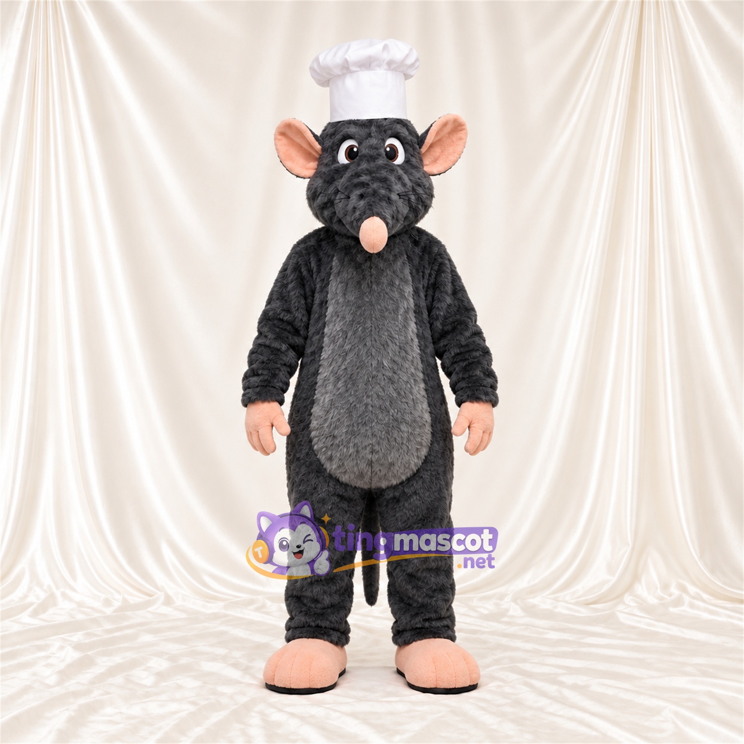 Black Rat Mascot Costume - White Chef Hat Black Rat Mascot Costume - White Chef Hat