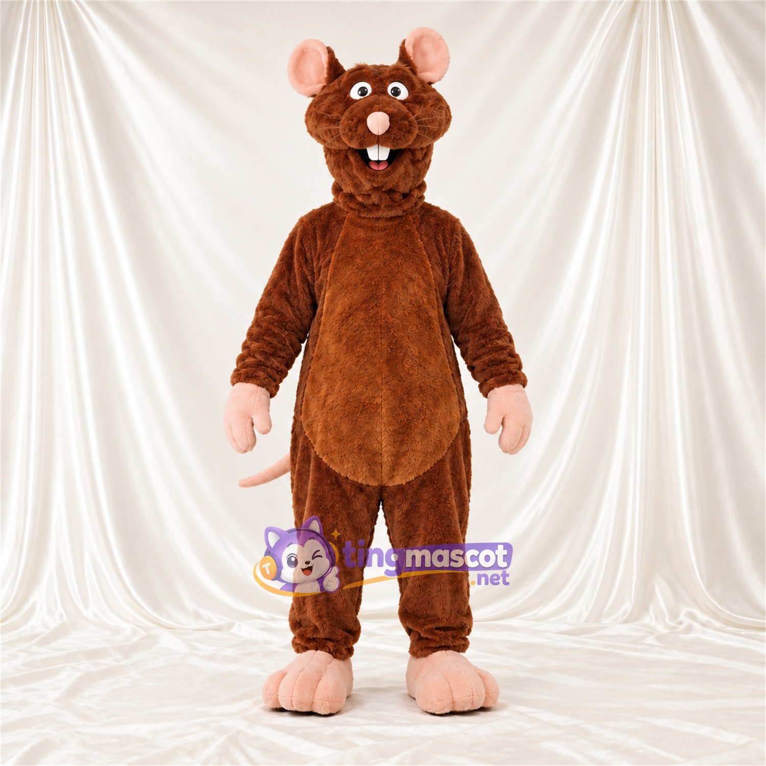 Maskottchenkostüm Ratte – braun – Hände (rosa); Füße (rosa) Maskottchenkostüm Ratte – braun – Hände (rosa); Füße (rosa)