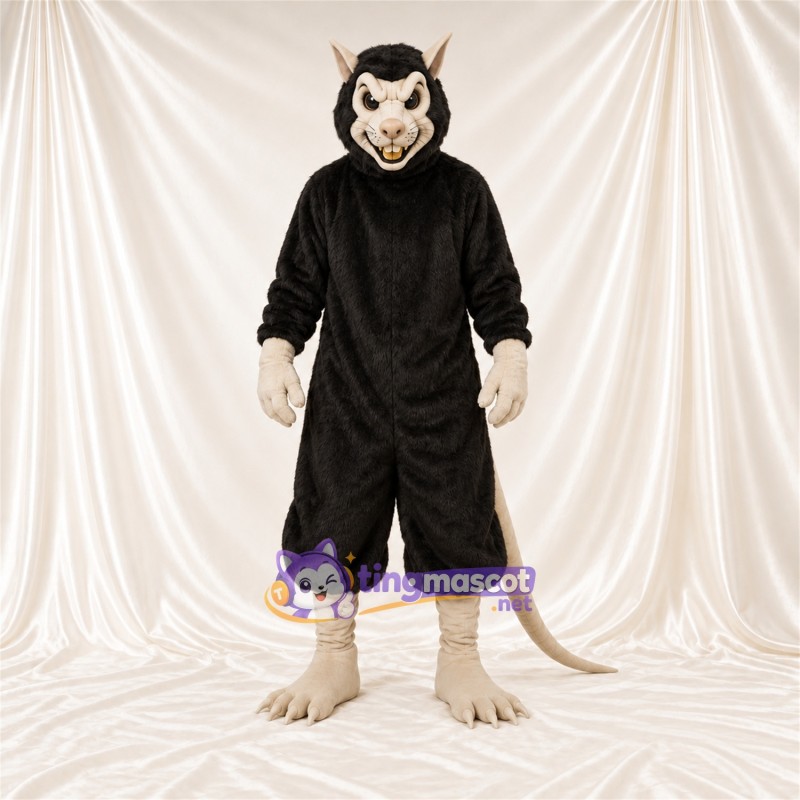 Black and Cream Rat Mascot Costume - Black Hooded Robe