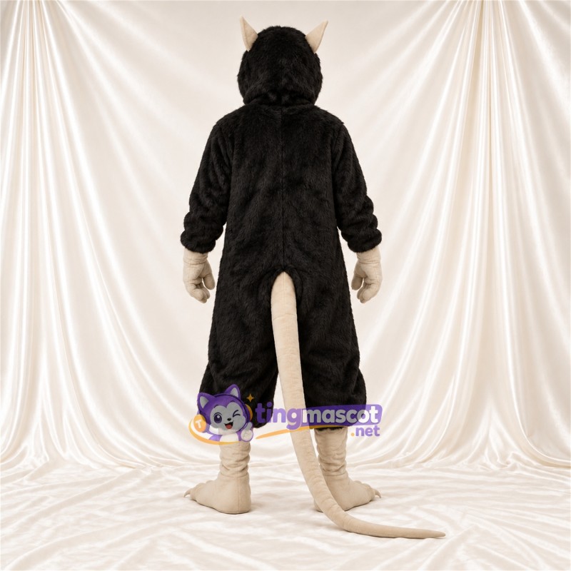 Black and Cream Rat Mascot Costume - Black Hooded Robe Black and Cream Rat Mascot Costume - Black Hooded Robe