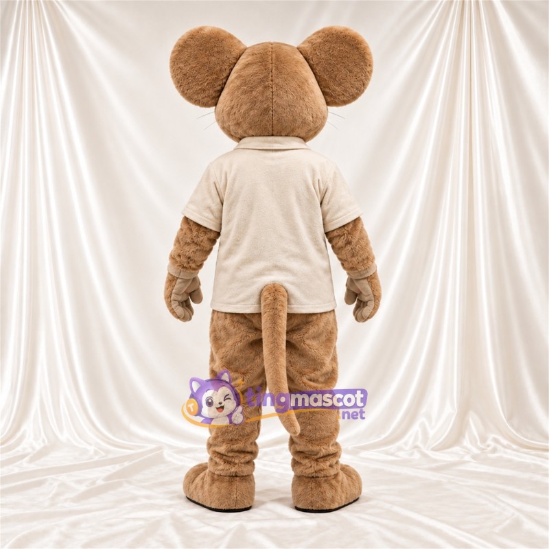 Maskottchenkostüm Maus – hellbraun – Poloshirt (creme) Maskottchenkostüm Maus – hellbraun – Poloshirt (creme)