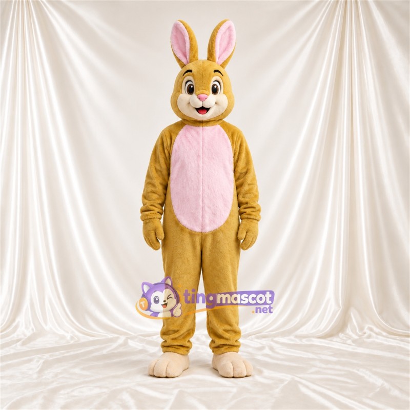 Costume de mascotte Lapin – brun clair – Ventre (rose) Costume de mascotte Lapin – brun clair – Ventre (rose)