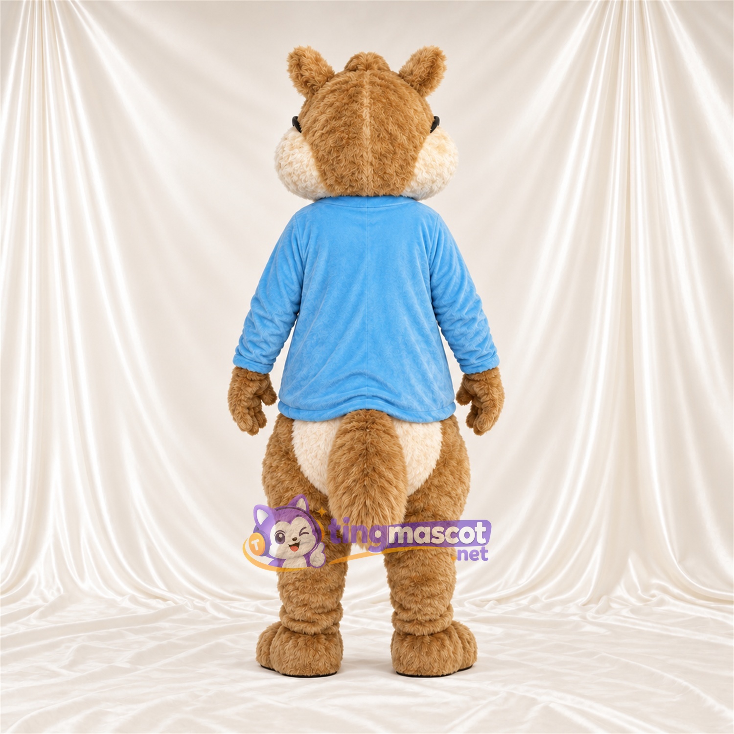 Costume de mascotte Écureuil – marron – Sweat à capuche (bleu); Lunettes Costume de mascotte Écureuil – marron – Sweat à capuche (bleu); Lunettes