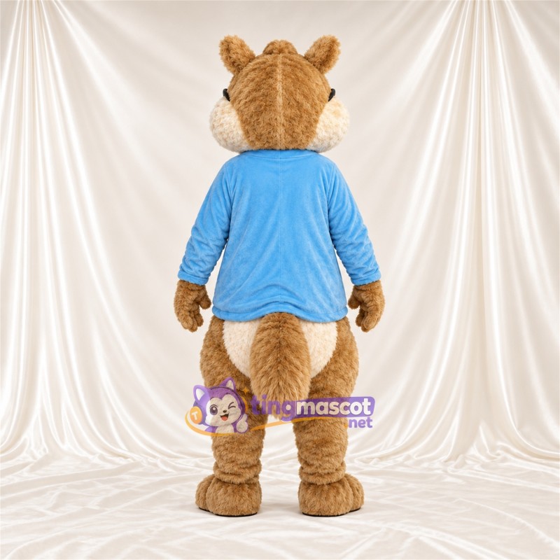 Costume de mascotte Écureuil – marron – Sweat à capuche (bleu); Lunettes Costume de mascotte Écureuil – marron – Sweat à capuche (bleu); Lunettes