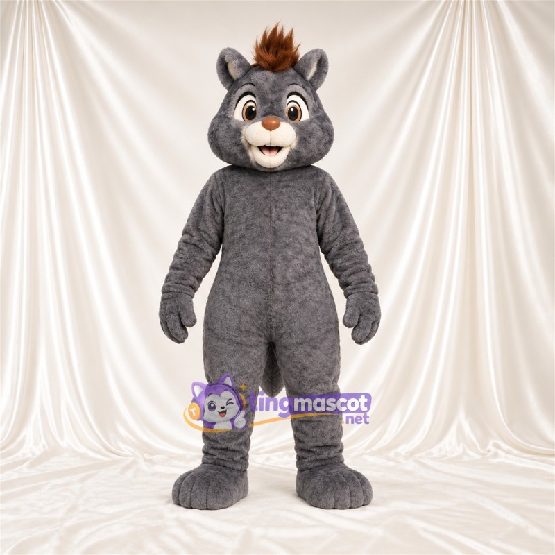 Costume de mascotte Écureuil – gris – Touffe sur la tête (marron); Grandes incisives Costume de mascotte Écureuil – gris – Touffe sur la tête (marron); Grandes incisives