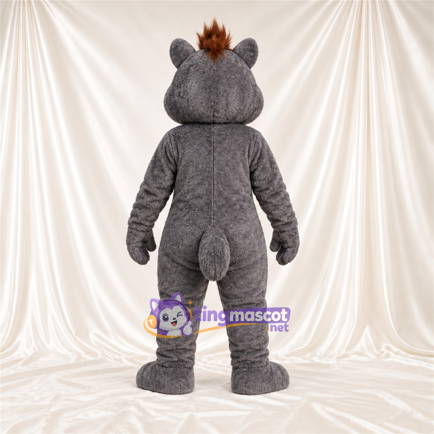 Costume de mascotte Écureuil – gris – Touffe sur la tête (marron); Grandes incisives Costume de mascotte Écureuil – gris – Touffe sur la tête (marron); Grandes incisives