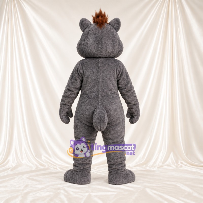 Costume de mascotte Écureuil – gris – Touffe sur la tête (marron); Grandes incisives Costume de mascotte Écureuil – gris – Touffe sur la tête (marron); Grandes incisives