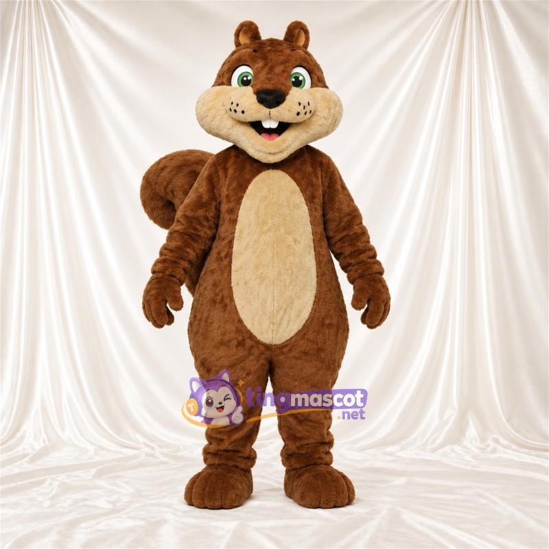 Maskottchenkostüm Eichhörnchen – braun – Bauch (creme); Augen (grün) Maskottchenkostüm Eichhörnchen – braun – Bauch (creme); Augen (grün)