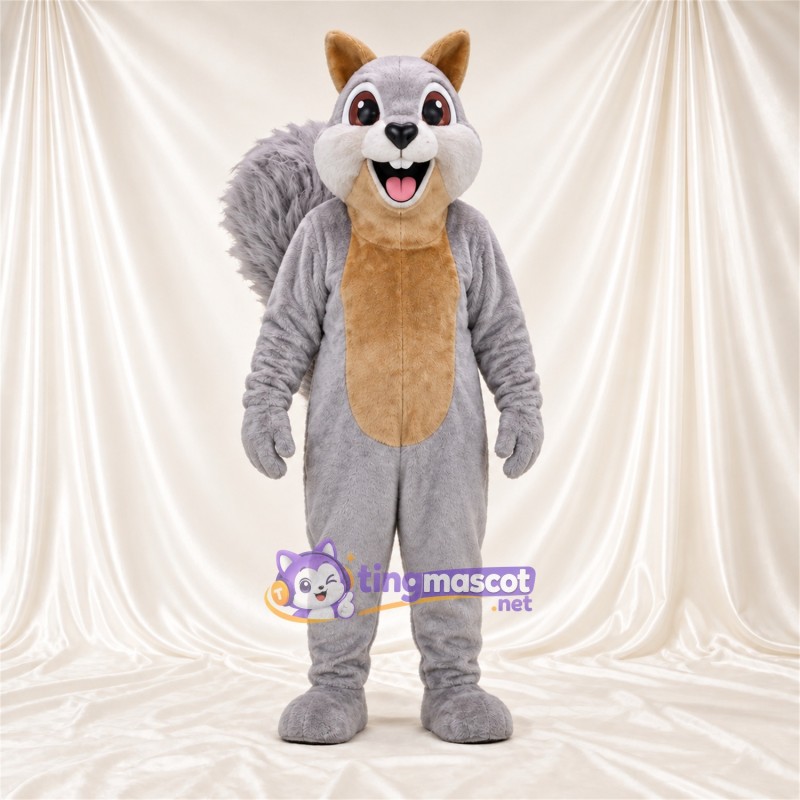 Costume de mascotte Écureuil – gris – Ventre (brun clair) Costume de mascotte Écureuil – gris – Ventre (brun clair)