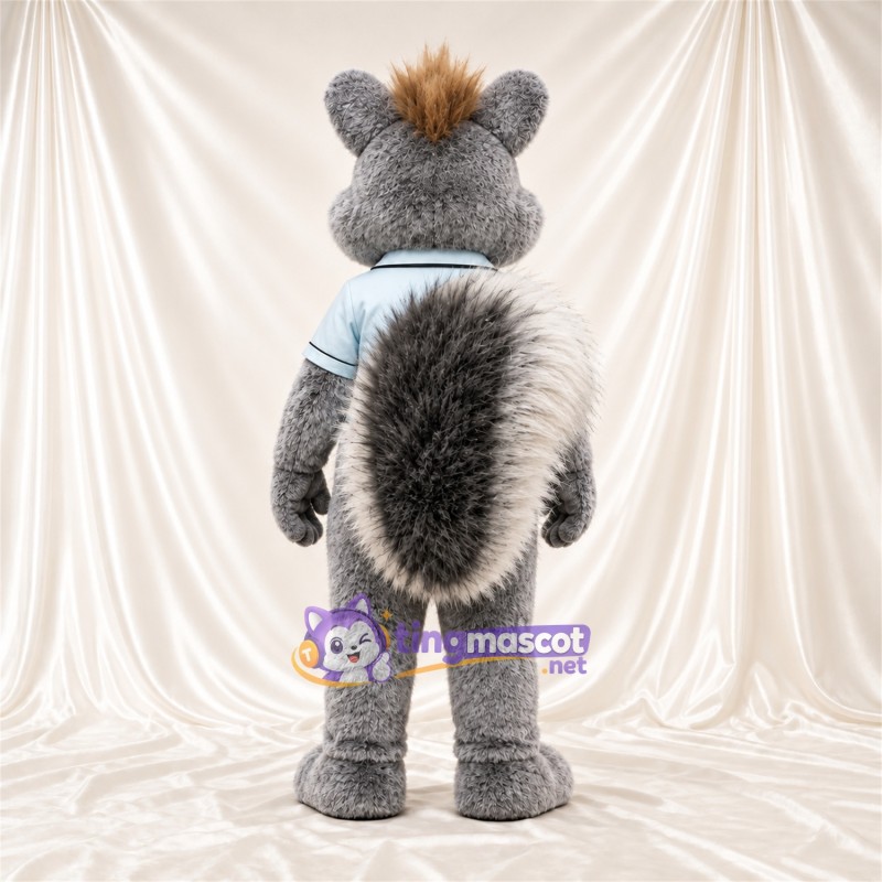 Costume de mascotte Écureuil – gris – Chemise (bleu clair) Costume de mascotte Écureuil – gris – Chemise (bleu clair)