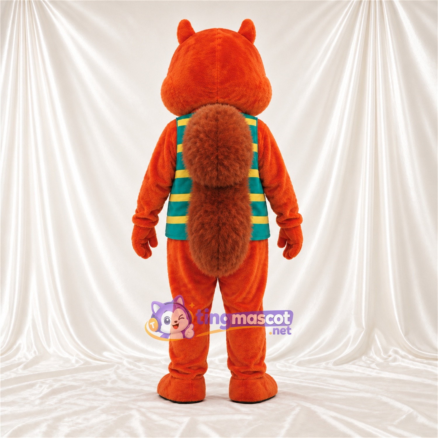 Brown Chipmunk Mascot Costume - Green and Yellow Striped Shirt Brown Chipmunk Mascot Costume - Green and Yellow Striped Shirt