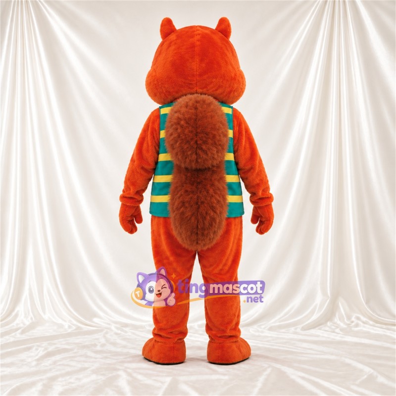 Brown Chipmunk Mascot Costume - Green and Yellow Striped Shirt Brown Chipmunk Mascot Costume - Green and Yellow Striped Shirt