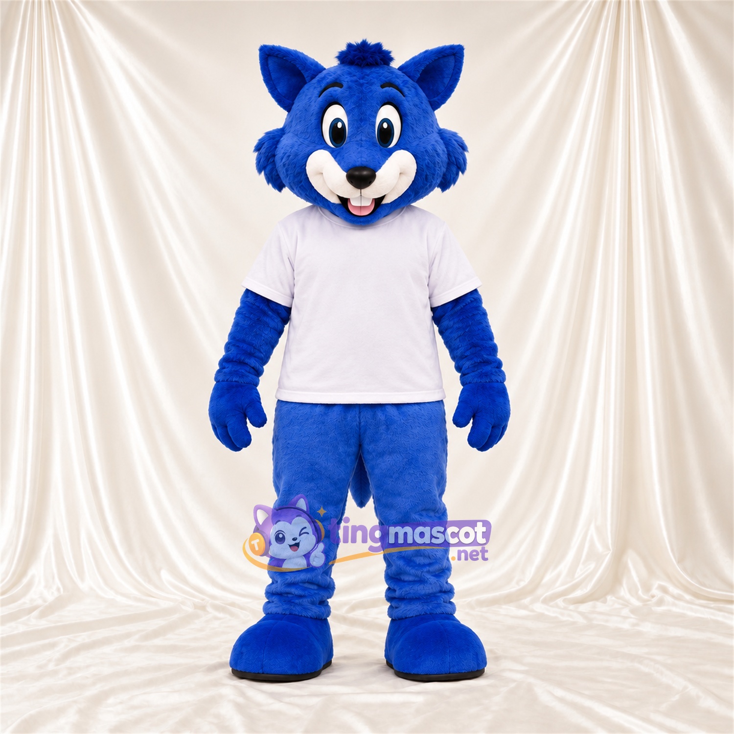 Costume de mascotte Chien – bleu – Chemise (blanc); Pantalon (bleu)