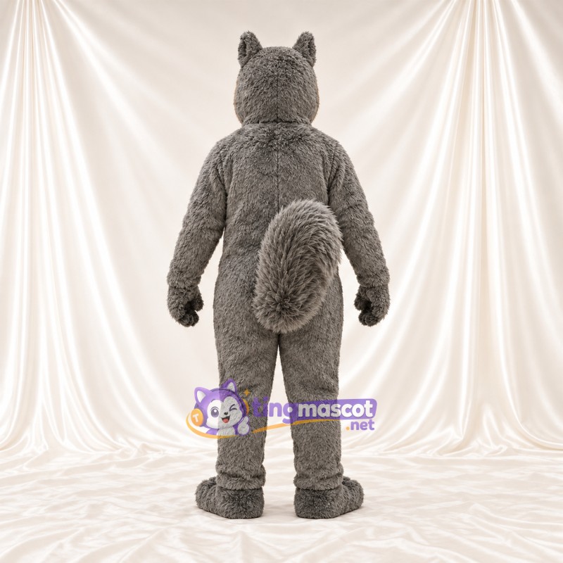 Maskottchenkostüm Eichhörnchen – grau / weiß – Bauch (creme); Runde Schnauze Maskottchenkostüm Eichhörnchen – grau / weiß – Bauch (creme); Runde Schnauze