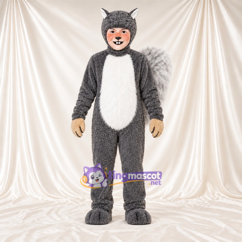 Maskottchenkostüm Eichhörnchen – grau / weiß – Gesicht Maskottchenkostüm Eichhörnchen – grau / weiß – Gesicht