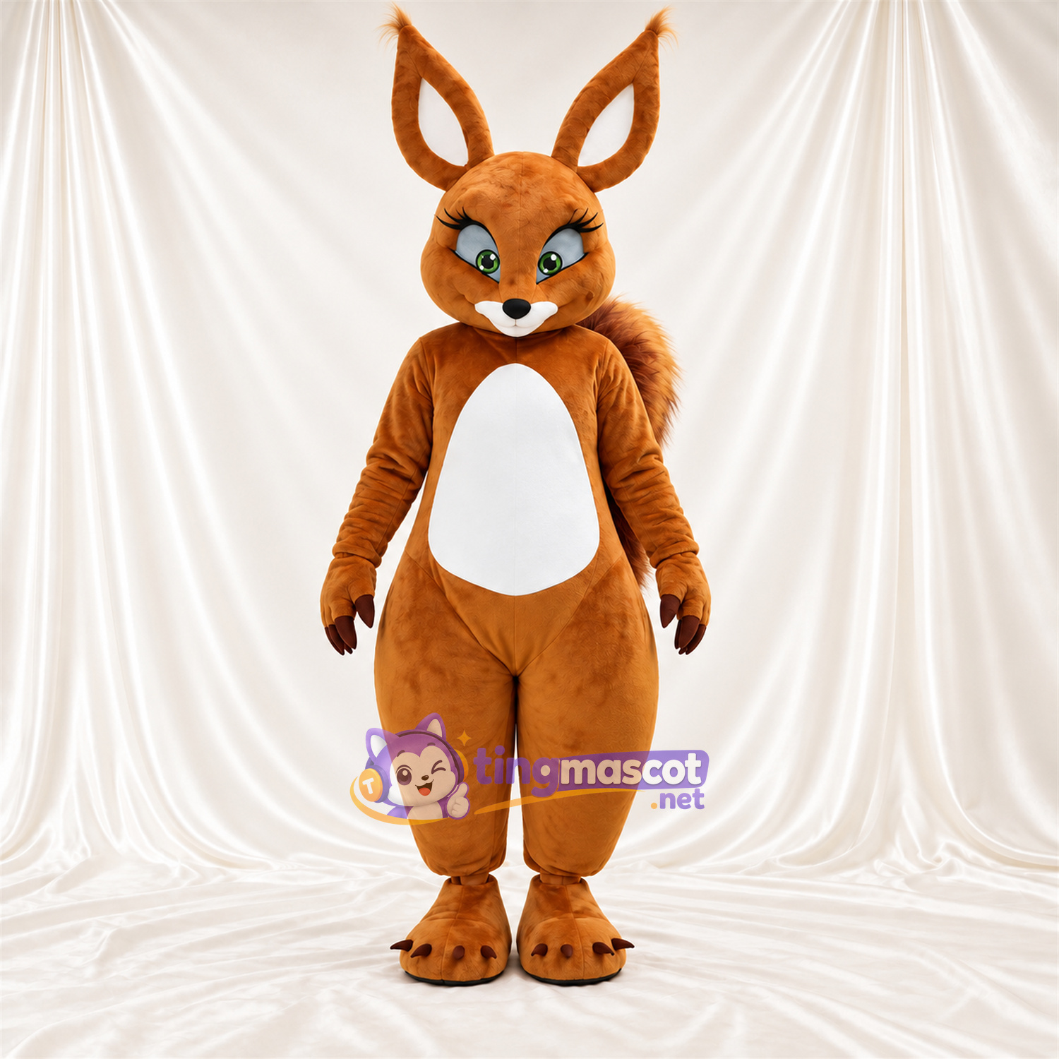 Maskottchenkostüm Eichhörnchen – orange / weiß – Bauch (weiß); Buschiger Schwanz Maskottchenkostüm Eichhörnchen – orange / weiß – Bauch (weiß); Buschiger Schwanz