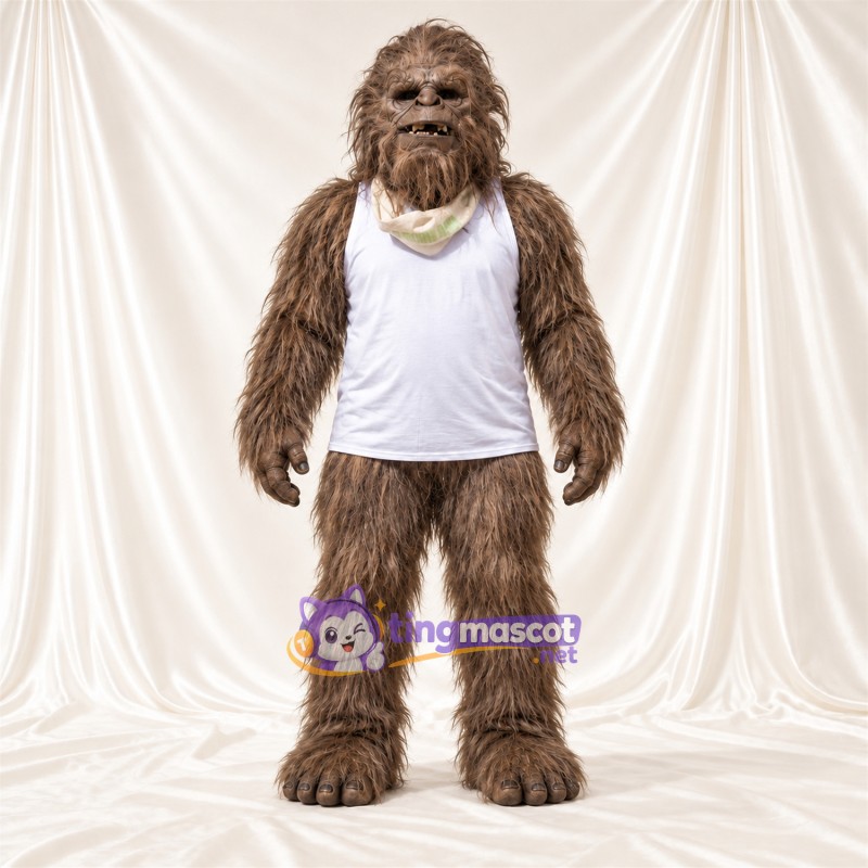 Maskottchenkostüm Affe – braun – Tanktop (weiß) Maskottchenkostüm Affe – braun – Tanktop (weiß)