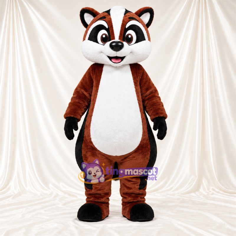 Costume de mascotte Mouffette – marron / noir / blanc Costume de mascotte Mouffette – marron / noir / blanc