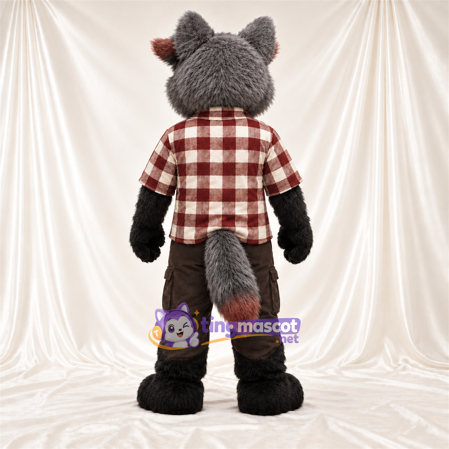 Costume de mascotte Raton laveur – gris – Chemise; Pantalon (marron) Costume de mascotte Raton laveur – gris – Chemise; Pantalon (marron)