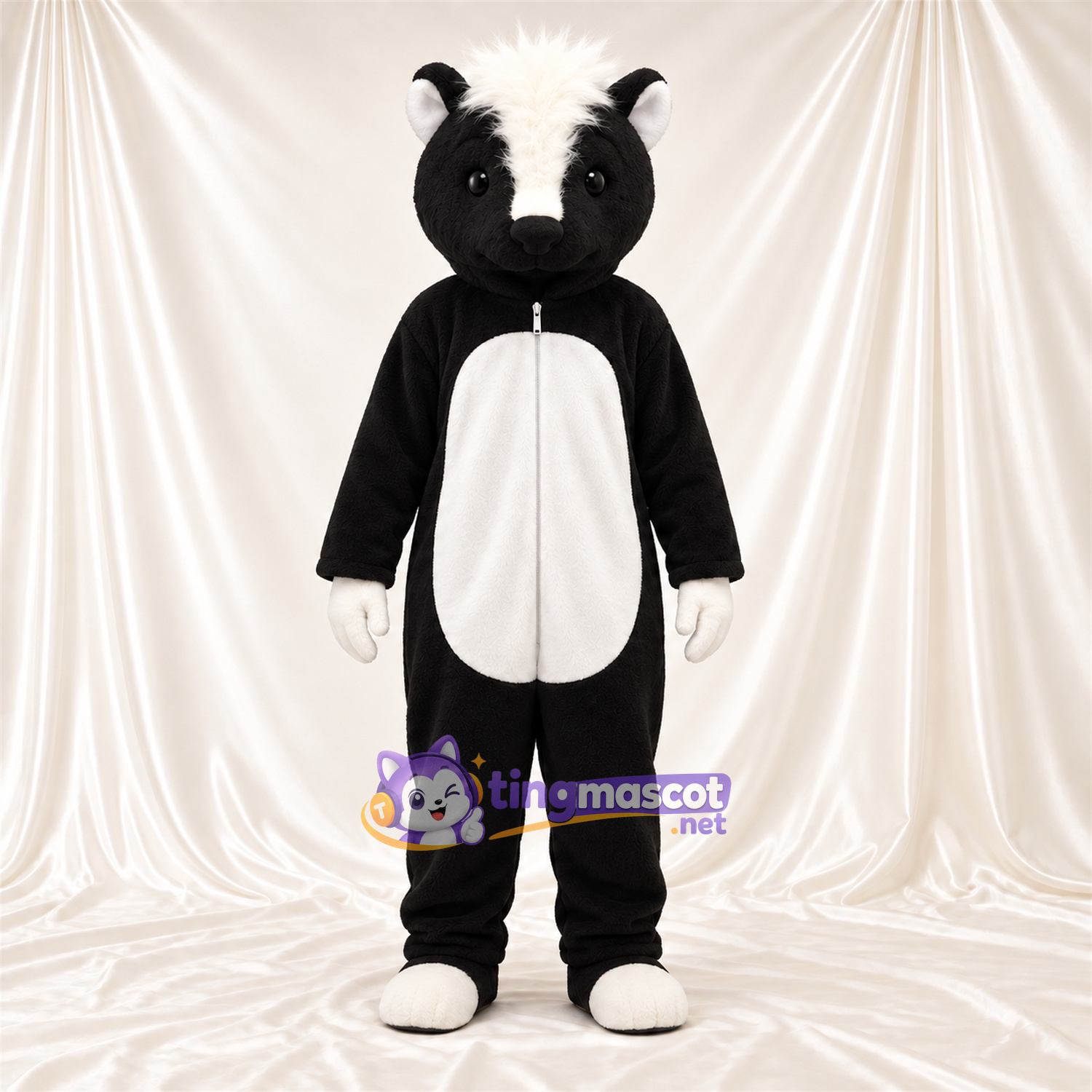 Costume de mascotte Mouffette – noir / blanc – Queue touffue Costume de mascotte Mouffette – noir / blanc – Queue touffue