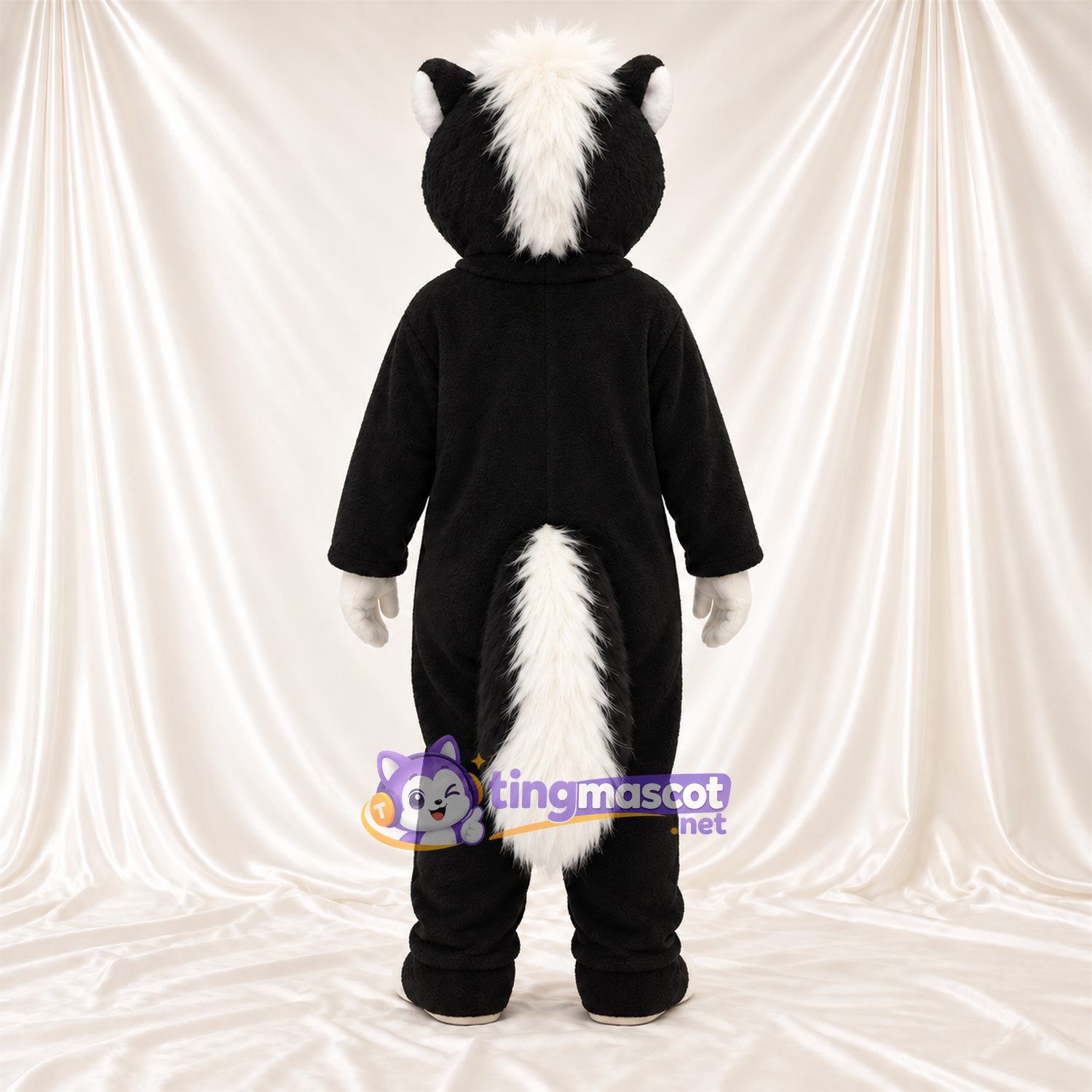 Costume de mascotte Mouffette – noir / blanc – Queue touffue Costume de mascotte Mouffette – noir / blanc – Queue touffue