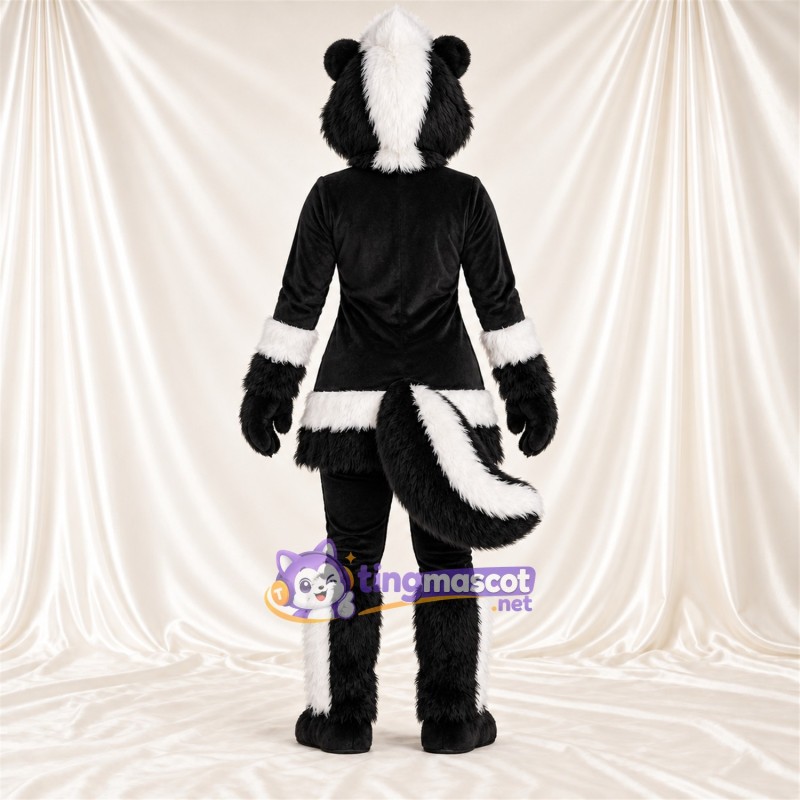 Black and White Skunk Mascot Costume - Black Dress with White Trim Black and White Skunk Mascot Costume - Black Dress with White Trim