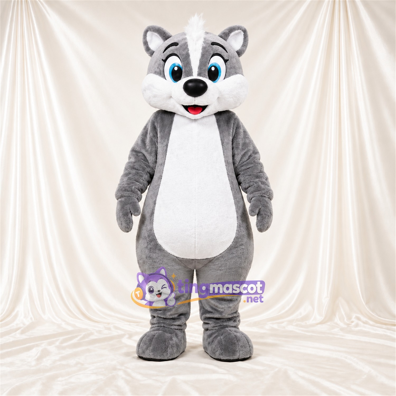 Costume de mascotte Mouffette – gris / blanc Costume de mascotte Mouffette – gris / blanc