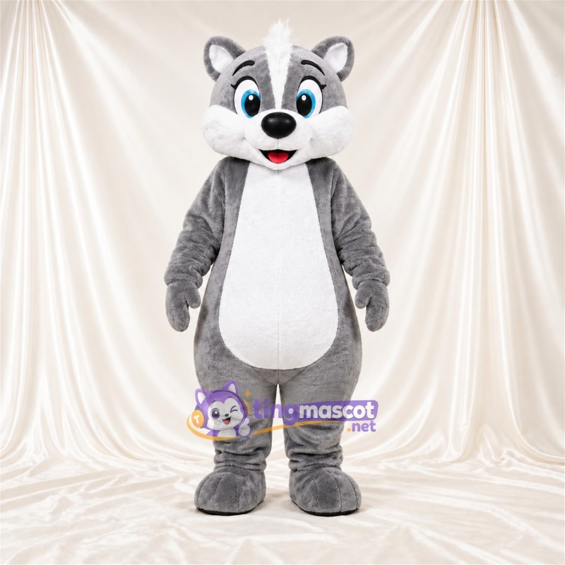 Costume de mascotte Mouffette – gris / blanc Costume de mascotte Mouffette – gris / blanc