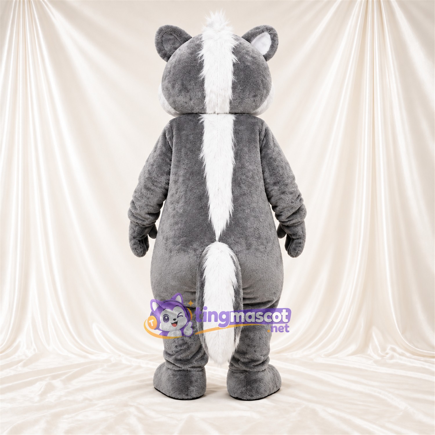 Costume de mascotte Mouffette – gris / blanc Costume de mascotte Mouffette – gris / blanc