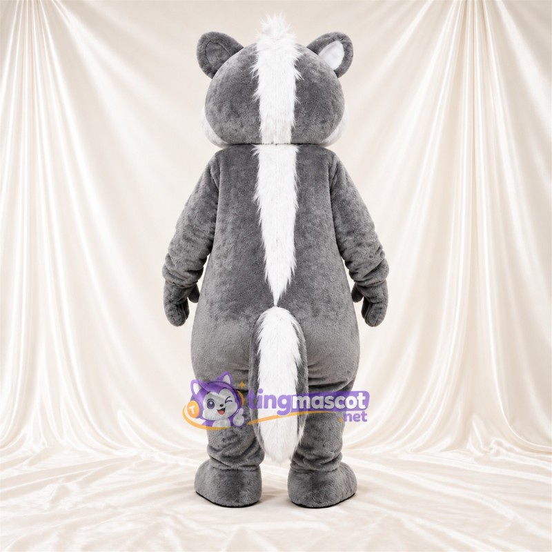 Costume de mascotte Mouffette – gris / blanc Costume de mascotte Mouffette – gris / blanc