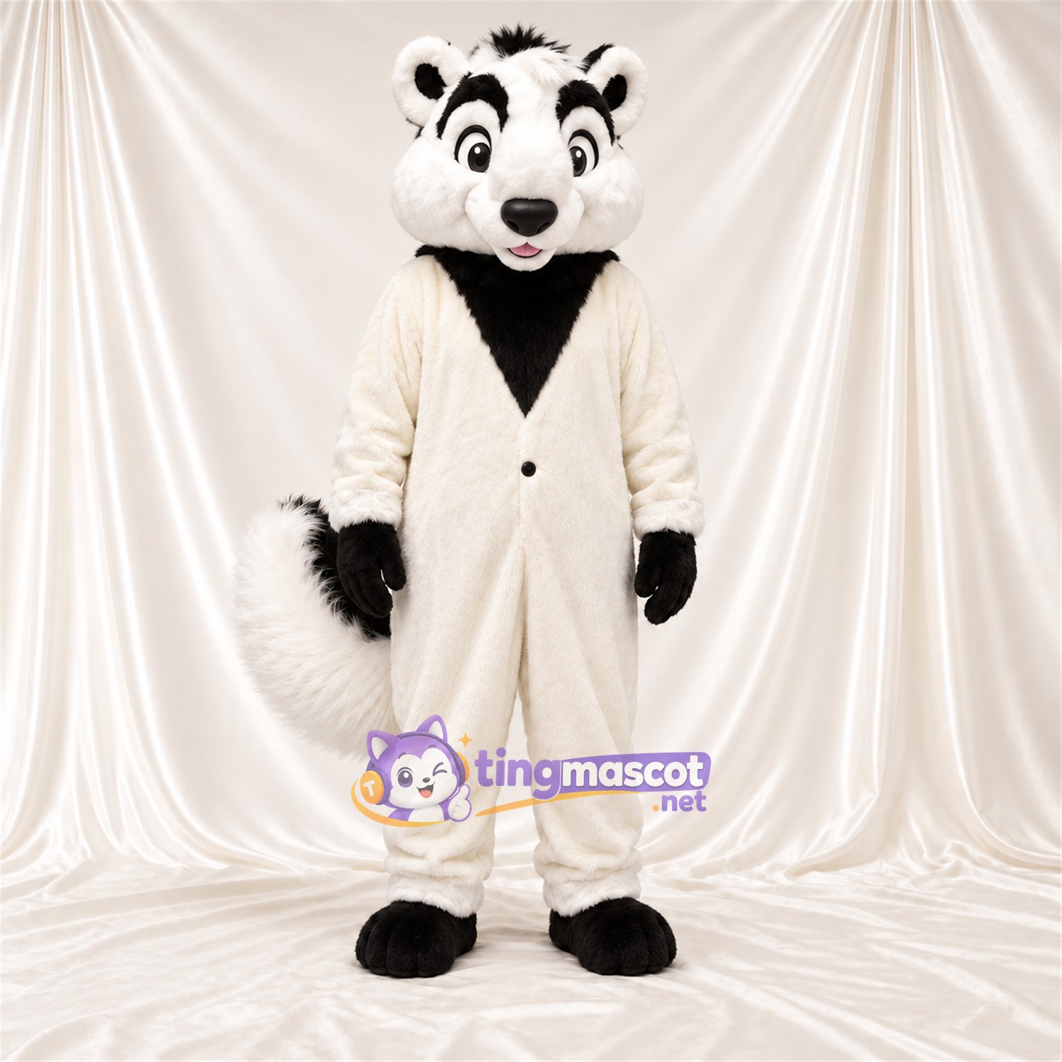 Costume de mascotte Mouffette – noir / blanc – Costume (blanc) Costume de mascotte Mouffette – noir / blanc – Costume (blanc)