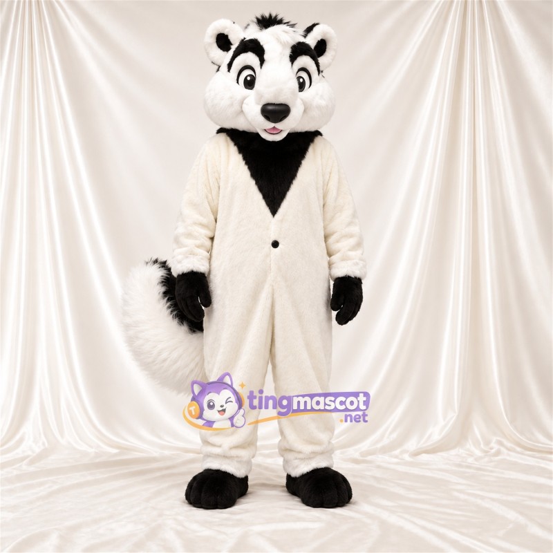 Costume de mascotte Mouffette – noir / blanc – Costume (blanc) Costume de mascotte Mouffette – noir / blanc – Costume (blanc)