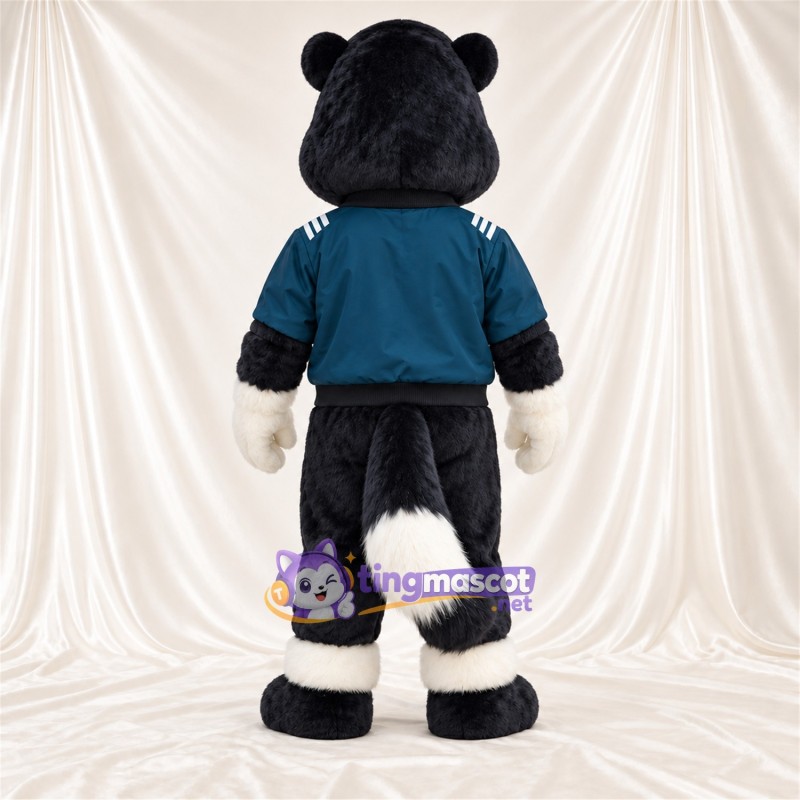 Black and White Skunk Mascot Costume - Blue Jacket Black and White Skunk Mascot Costume - Blue Jacket