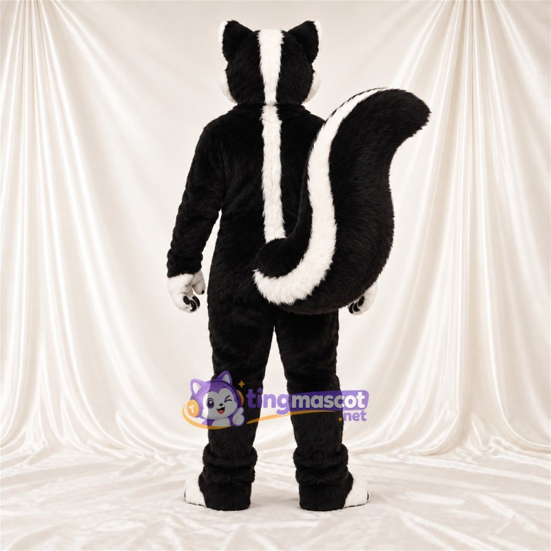 Costume de mascotte Mouffette – noir / blanc – Queue touffue; Nez (rouge) Costume de mascotte Mouffette – noir / blanc – Queue touffue; Nez (rouge)