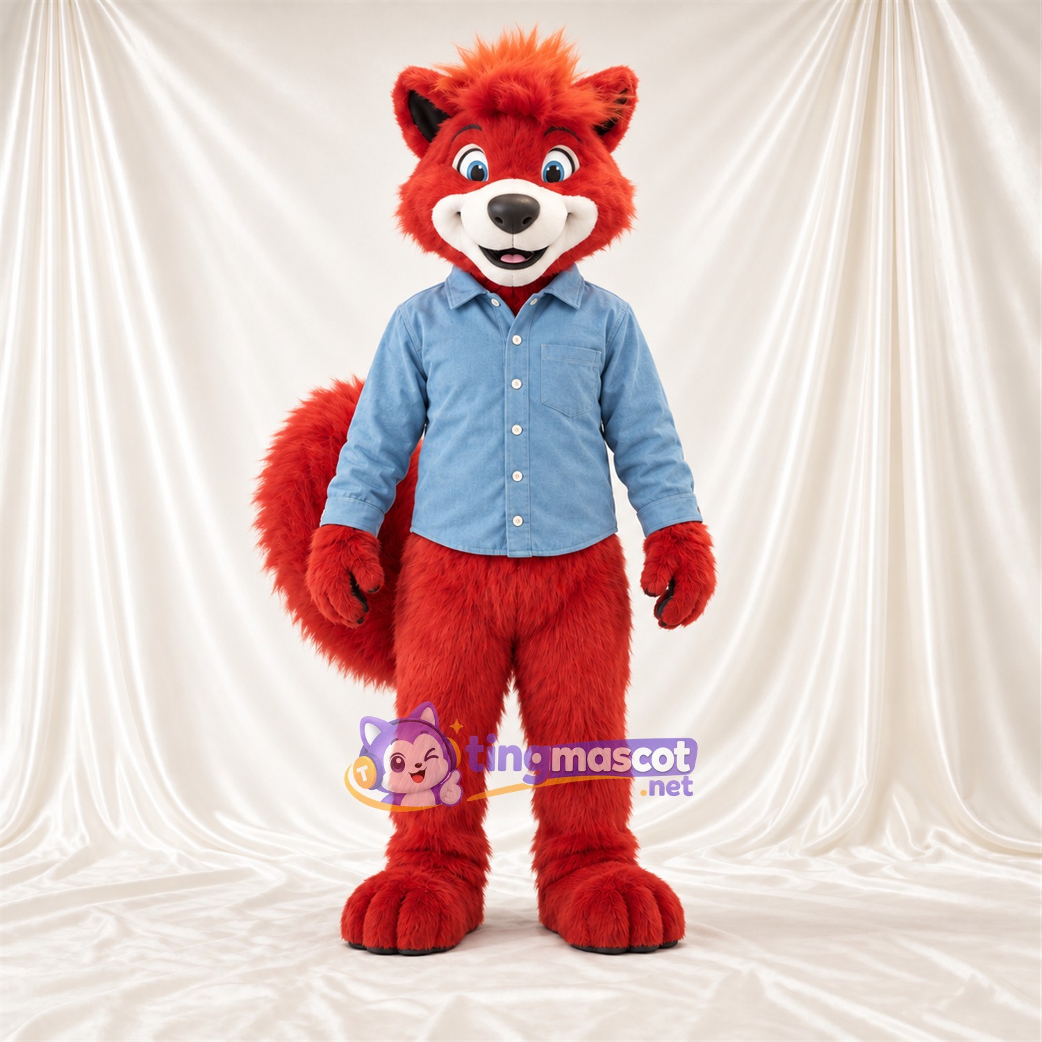 Costume de mascotte Panda roux – rouge – Chemise Costume de mascotte Panda roux – rouge – Chemise