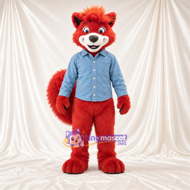 Costume de mascotte Panda roux – rouge – Chemise Costume de mascotte Panda roux – rouge – Chemise