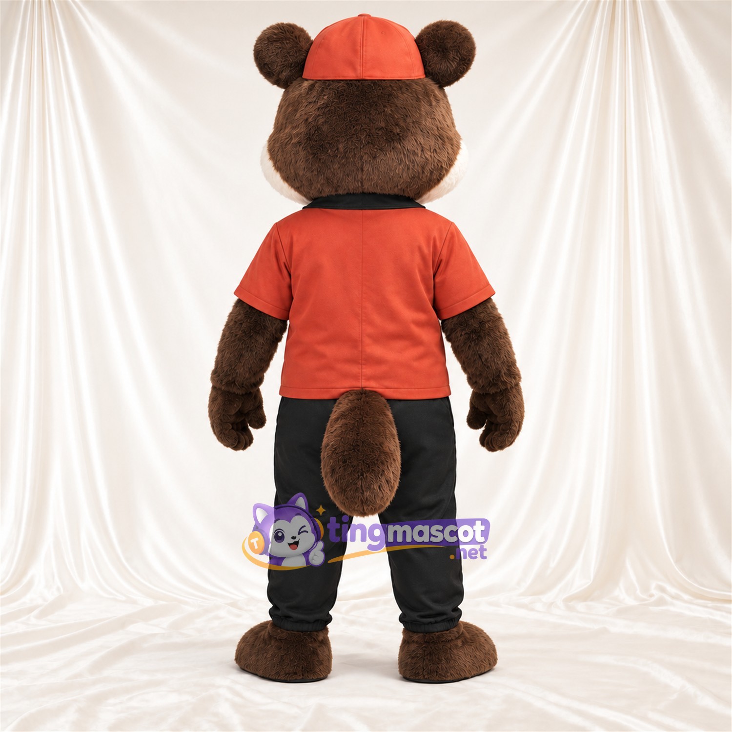 Maskottchenkostüm Roter Panda – braun – Jacke (rot); Kappe (rot)