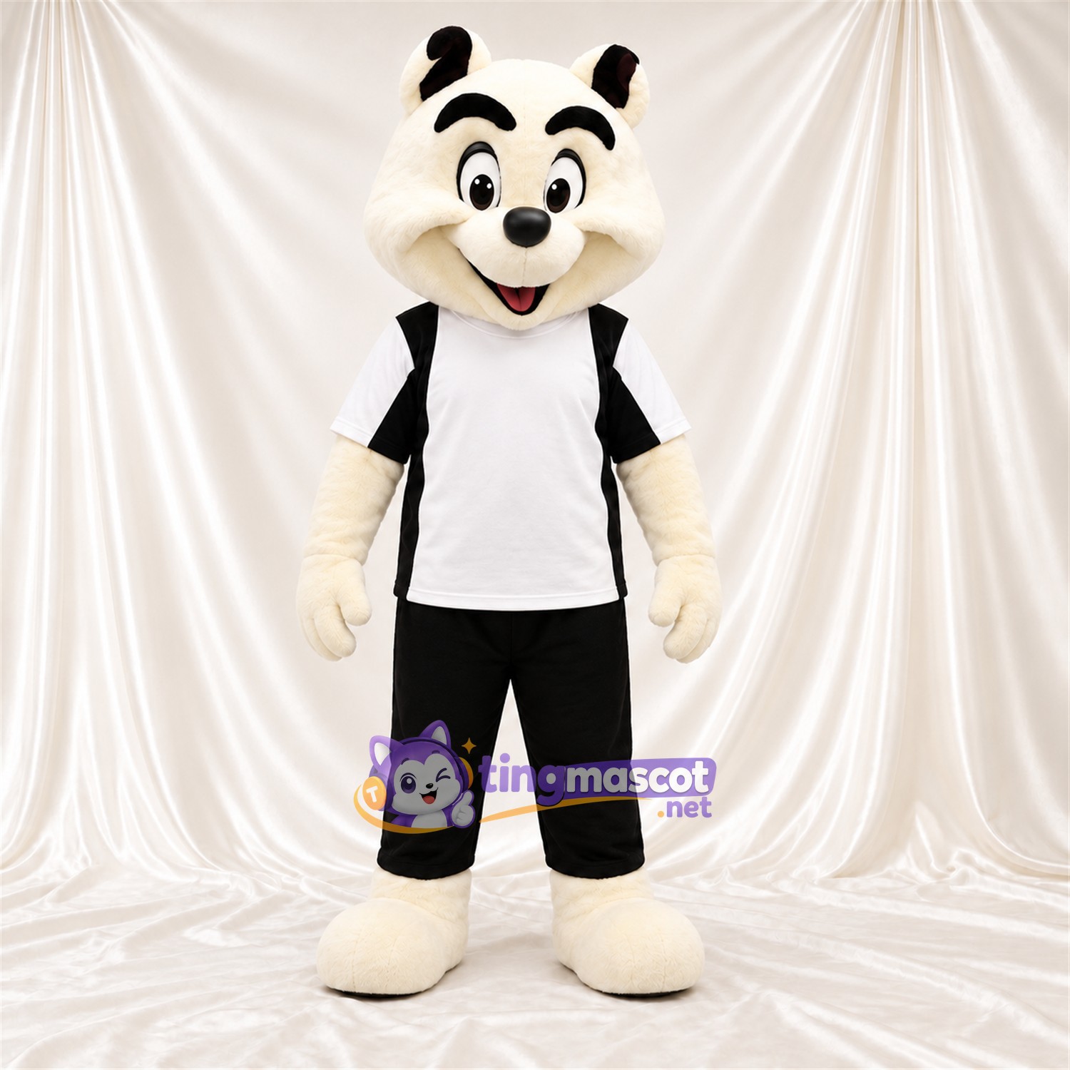 Costume de mascotte Mouffette – noir / blanc – Chemise (blanc); Short (noir) Costume de mascotte Mouffette – noir / blanc – Chemise (blanc); Short (noir)