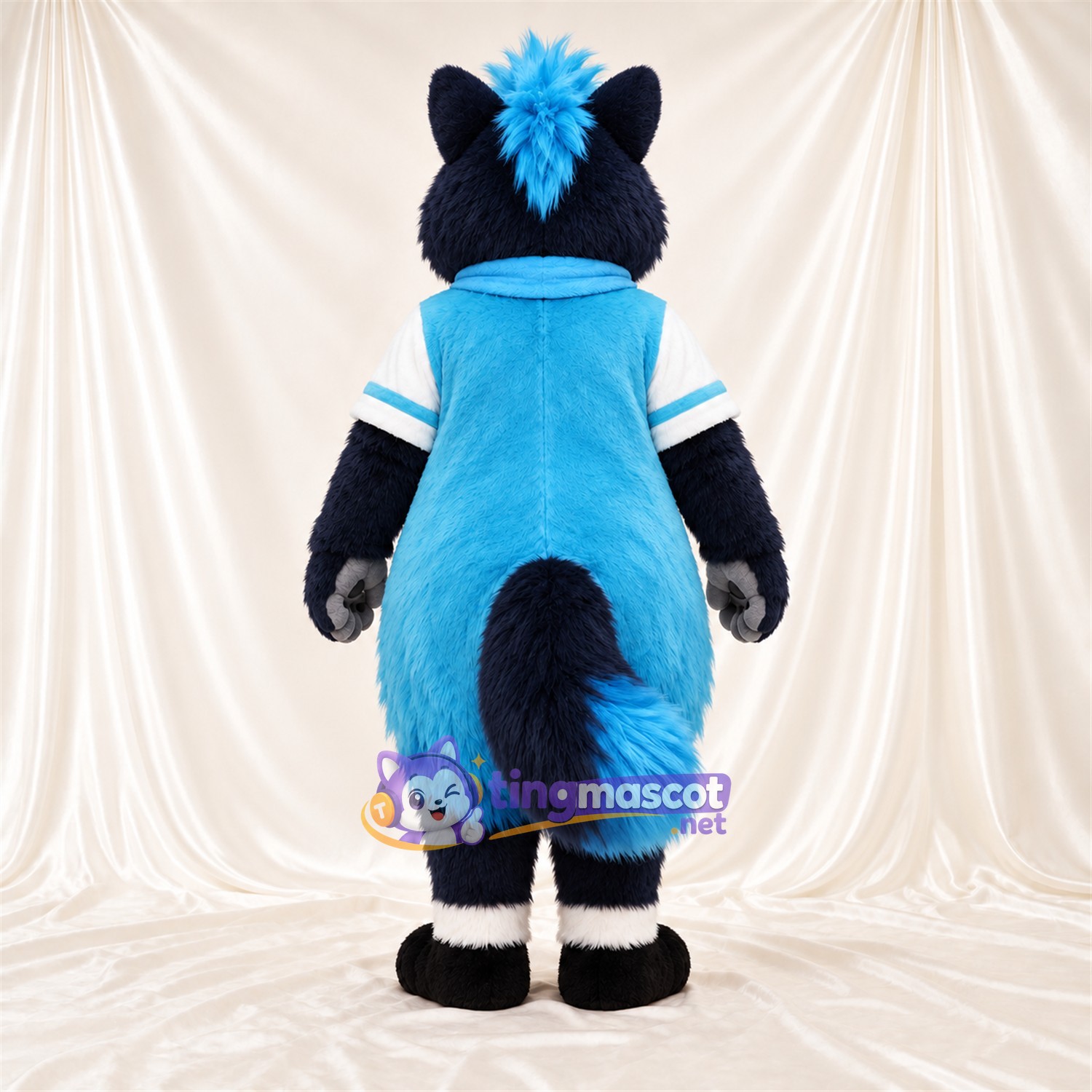 Costume de mascotte Mouffette – bleu / noir / blanc – Chemise Costume de mascotte Mouffette – bleu / noir / blanc – Chemise