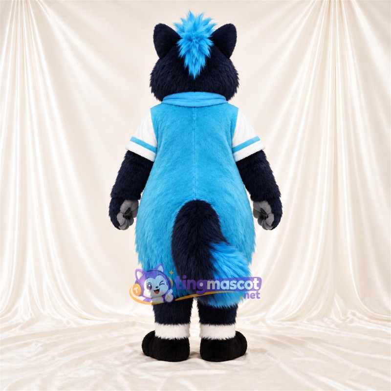 Costume de mascotte Mouffette – bleu / noir / blanc – Chemise Costume de mascotte Mouffette – bleu / noir / blanc – Chemise