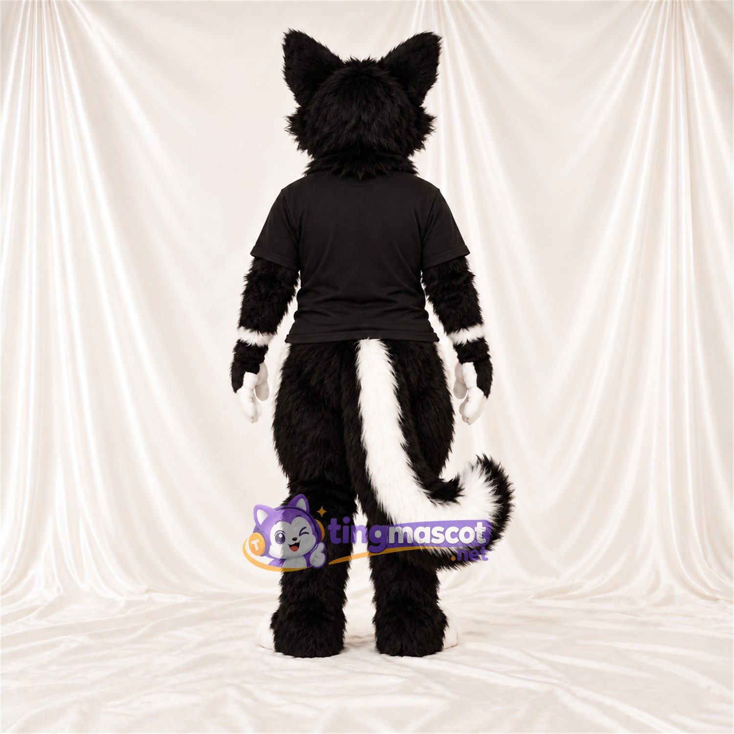 Black and White Skunk Mascot Costume - Black Shirt Black and White Skunk Mascot Costume - Black Shirt