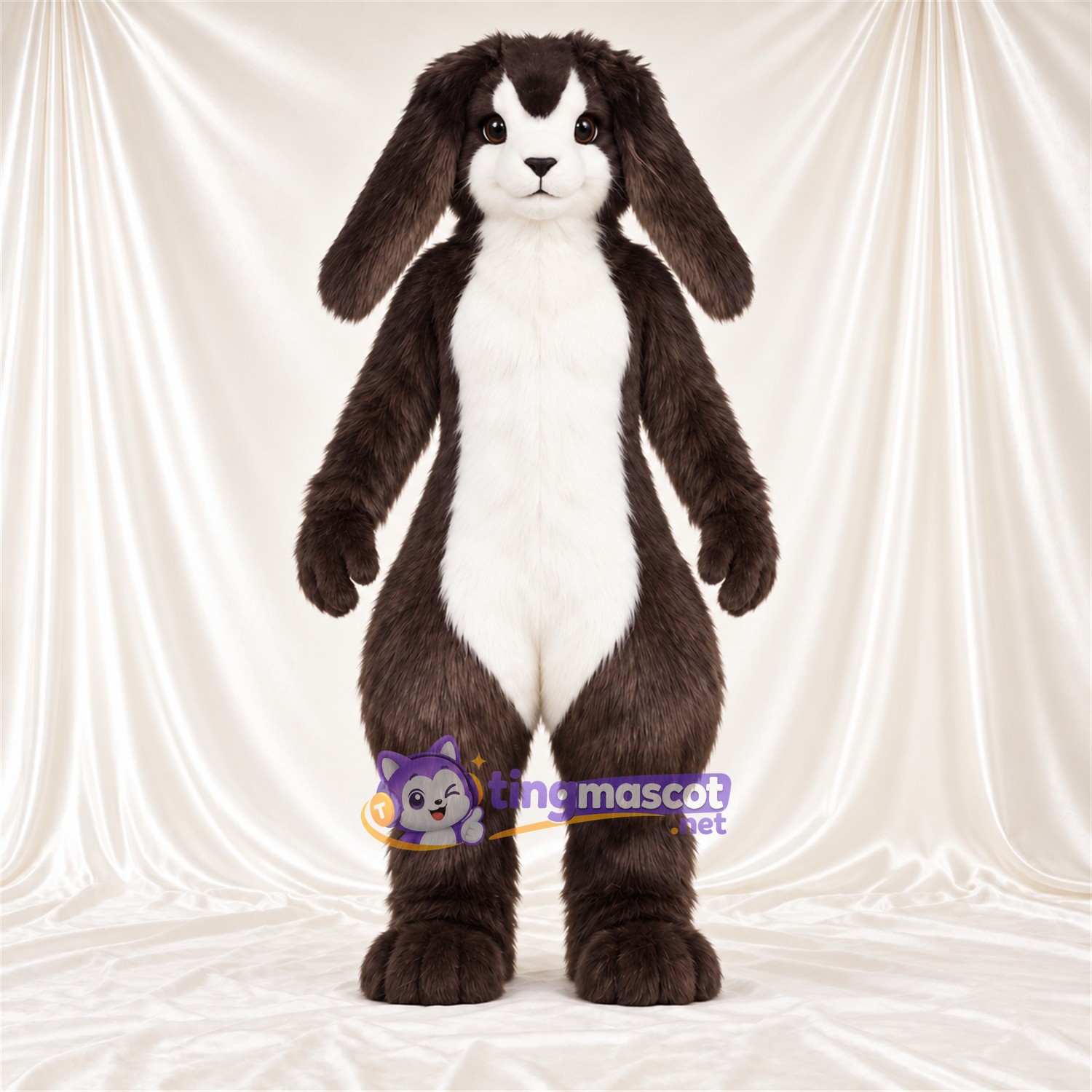 Black and White Rabbit Mascot Costume - Long Floppy Ears Black and White Rabbit Mascot Costume - Long Floppy Ears