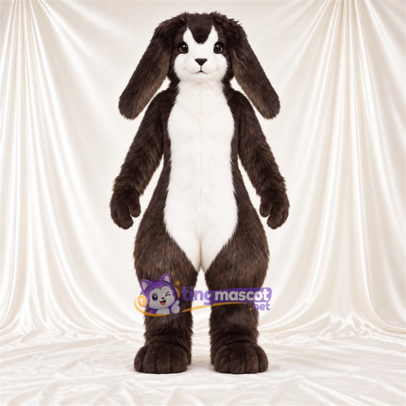 Black and White Rabbit Mascot Costume - Long Floppy Ears Black and White Rabbit Mascot Costume - Long Floppy Ears