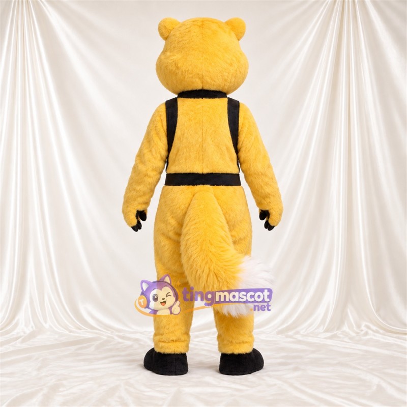 Costume de mascotte Panda roux – jaune / blanc – Harnais (noir)