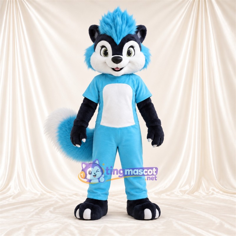 Maskottchenkostüm Stinktier – türkis / schwarz / weiß – Outfit (türkis) Maskottchenkostüm Stinktier – türkis / schwarz / weiß – Outfit (türkis)