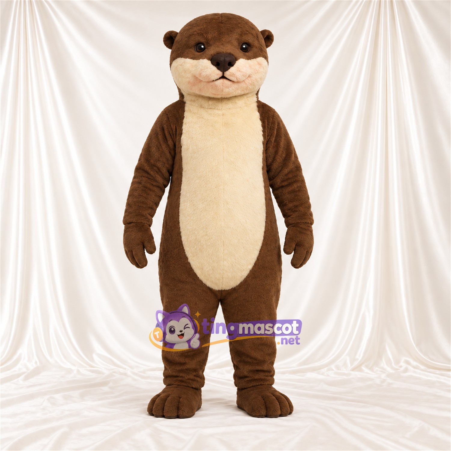 Brown and White Otter Mascot Costume - Cream Belly and Cream Muzzle Brown and White Otter Mascot Costume - Cream Belly and Cream Muzzle