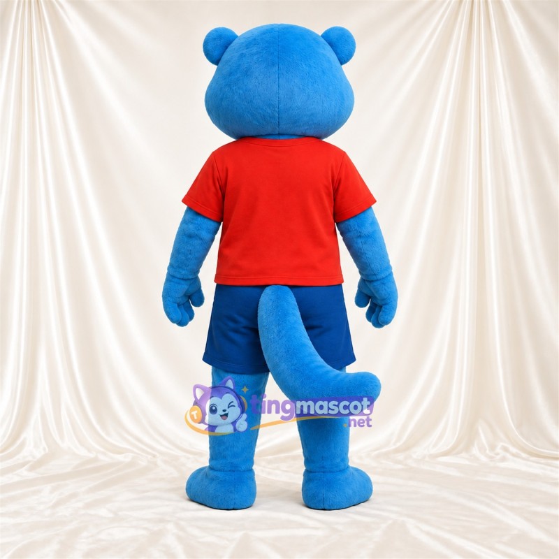 Blue Otter Mascot Costume - Red Shirt and Blue Shorts Blue Otter Mascot Costume - Red Shirt and Blue Shorts