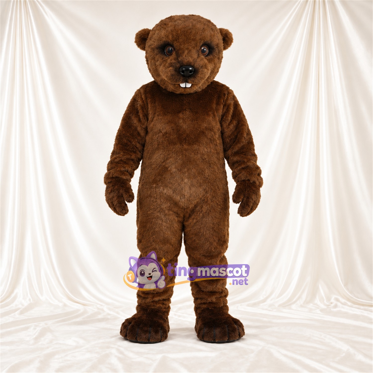 Costume de mascotte Ours – marron – Bouche fermée; Crocs pointus Costume de mascotte Ours – marron – Bouche fermée; Crocs pointus